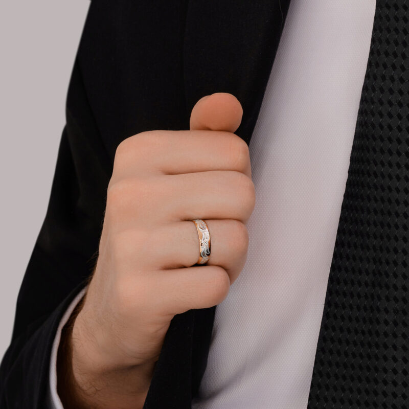 Gold Wedding Ring with Diamond Edge, 5mm, with Diamond Edge - Image 4