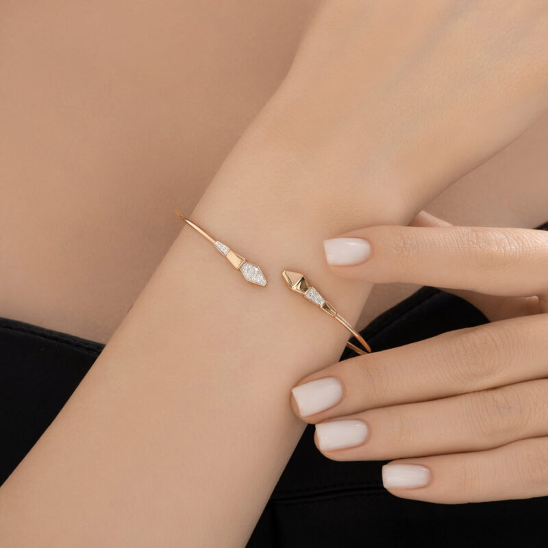 Geometric Diamond Flex Cuff Bracelet - Image 3
