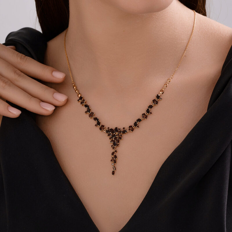 Marquise Garnet V-Necklace - Image 3