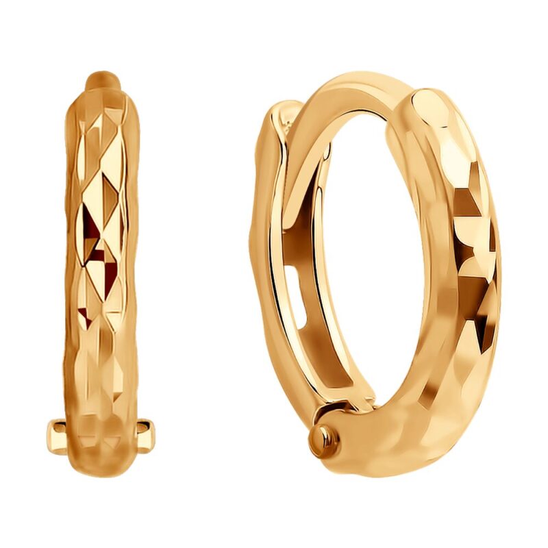 Faceted Golden Hoops
