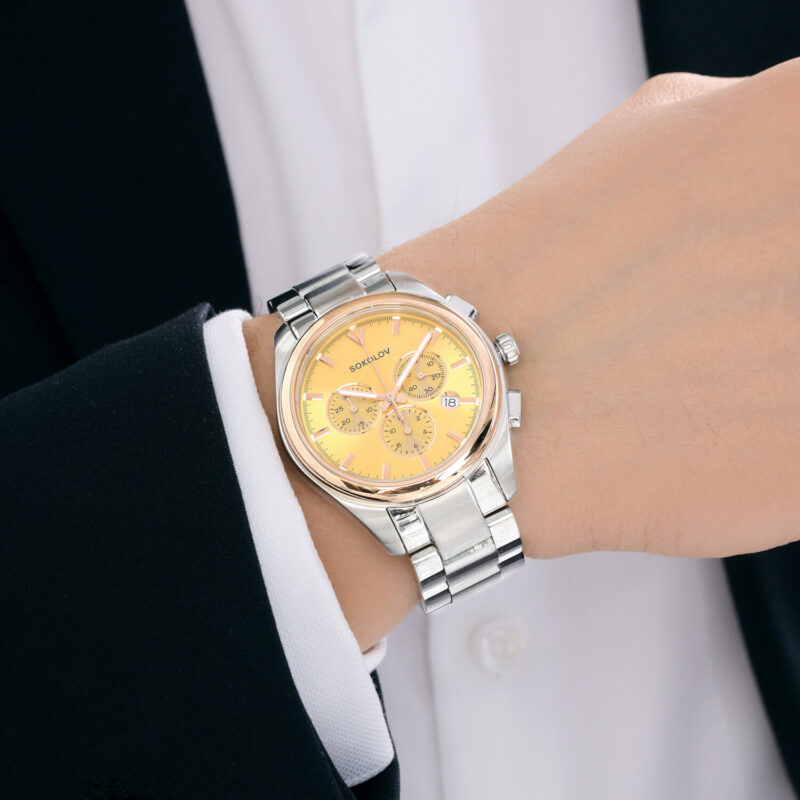 Men’s Chronograph – Rose Gold & Steel Swiss Timepiece - Image 3