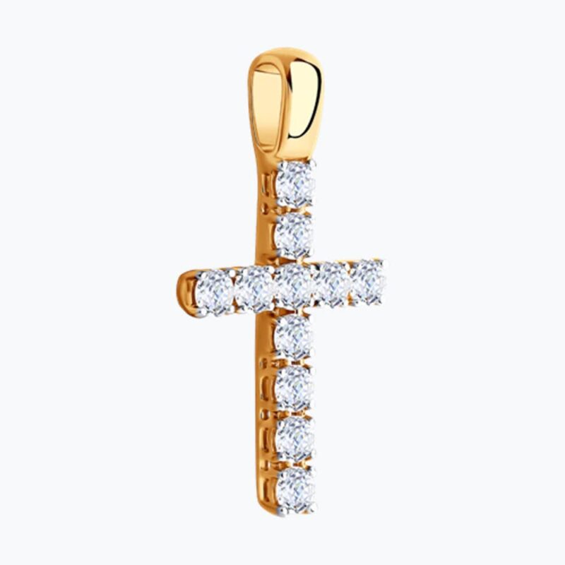 Sparkling CZ Cross Pendant in Gold - Image 2