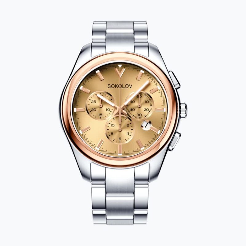 Men’s Chronograph – Rose Gold & Steel Swiss Timepiece