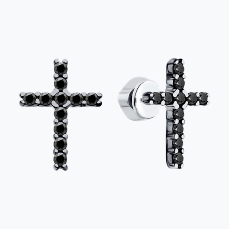 Onyx Cross Earrings - Image 2