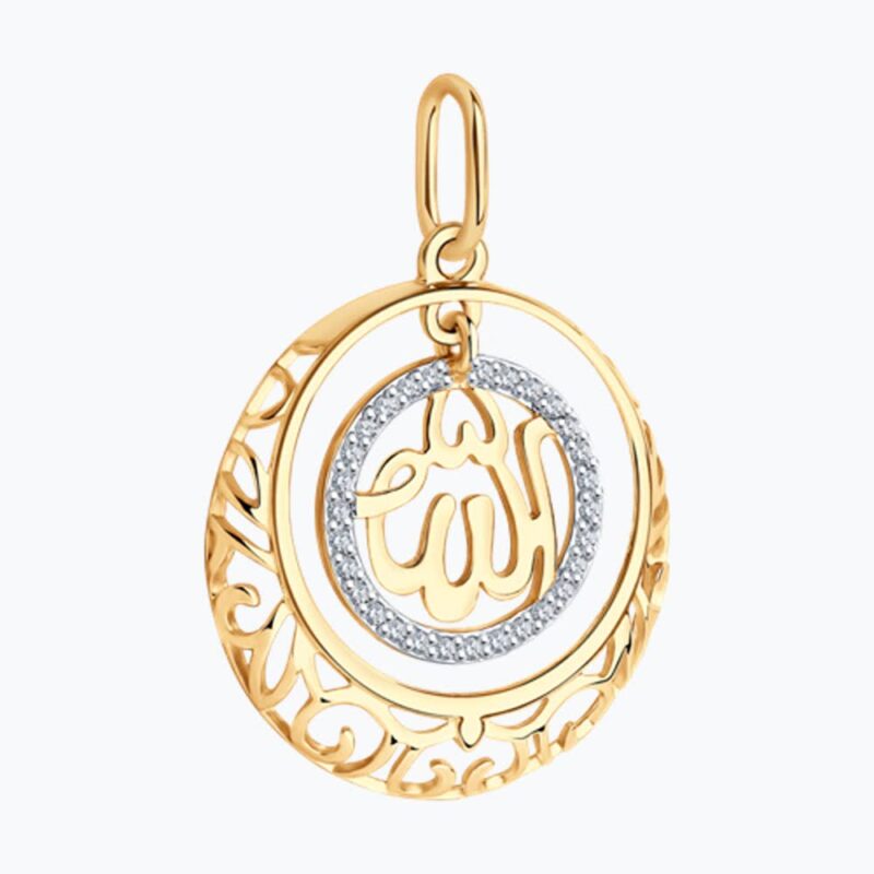 Islamic Gold Filigree Necklace with Zirconia - Image 2