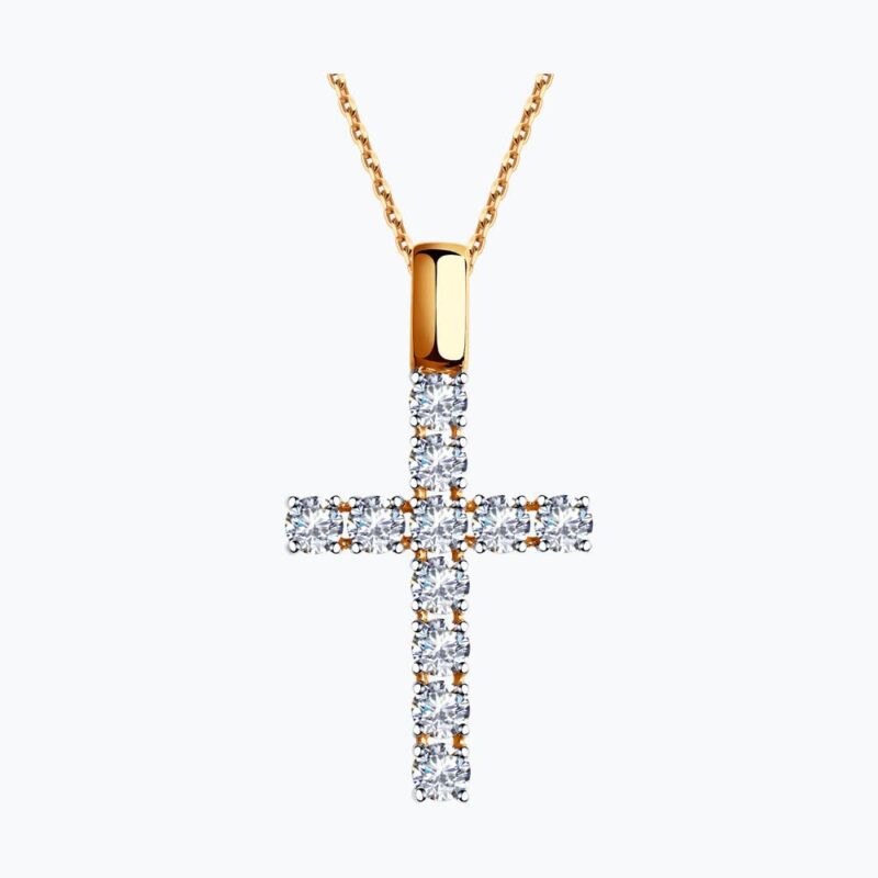 Sparkling CZ Cross Pendant in Gold