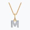 Pave Initial 'M' Gold & Zirconia Pendant