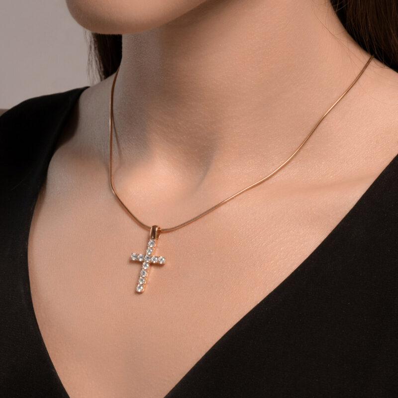 Sparkling CZ Cross Pendant in Gold - Image 3