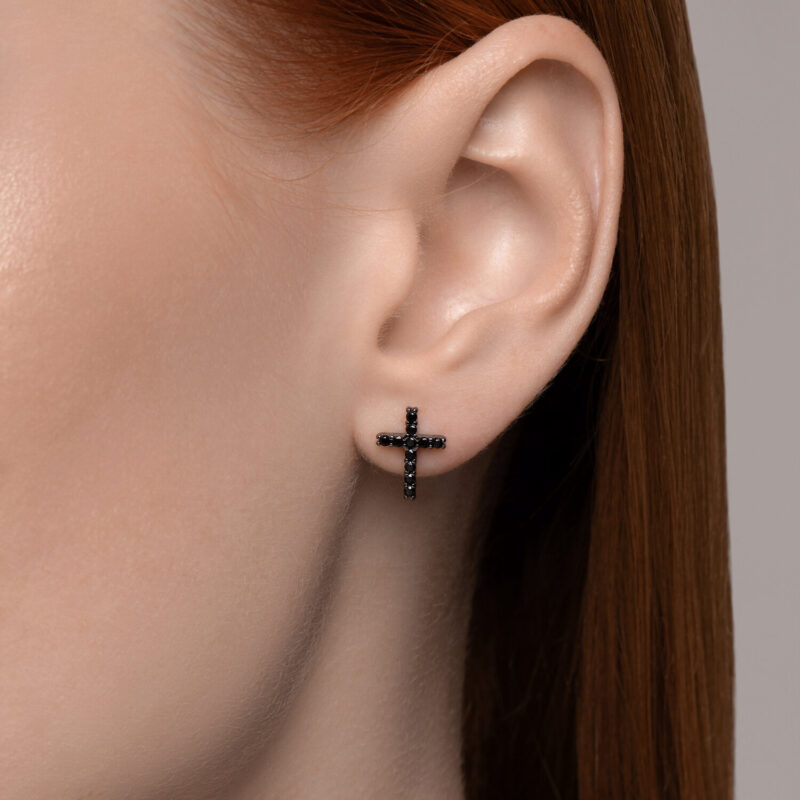 Onyx Cross Earrings - Image 3