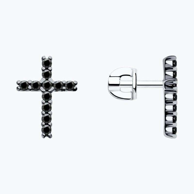 Onyx Cross Earrings