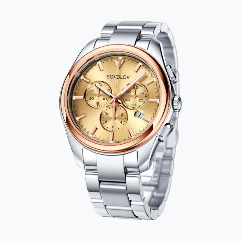 Men’s Chronograph – Rose Gold & Steel Swiss Timepiece - Image 2