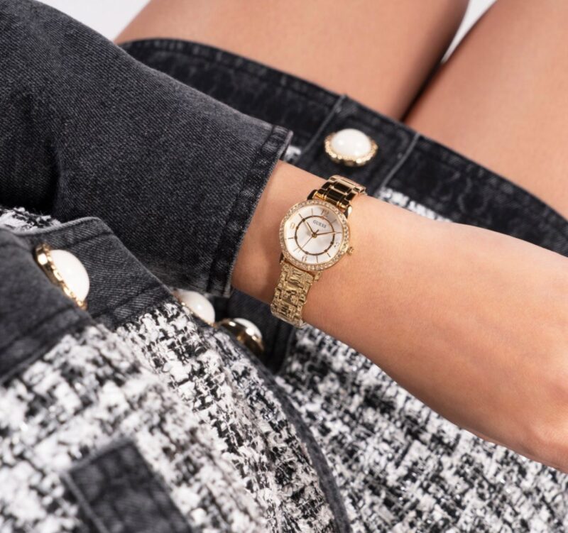 GUESS Melody Gold-Tone Crystal Watch - Image 4