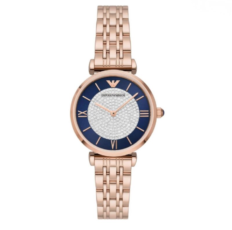 Emporio Armani Rose Gold Watch with Pave Dial