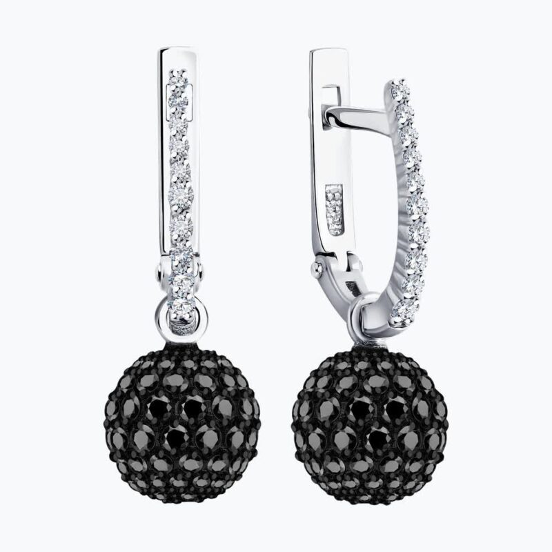 The Eclipse Asymmetrical Black Diamond Earrings
