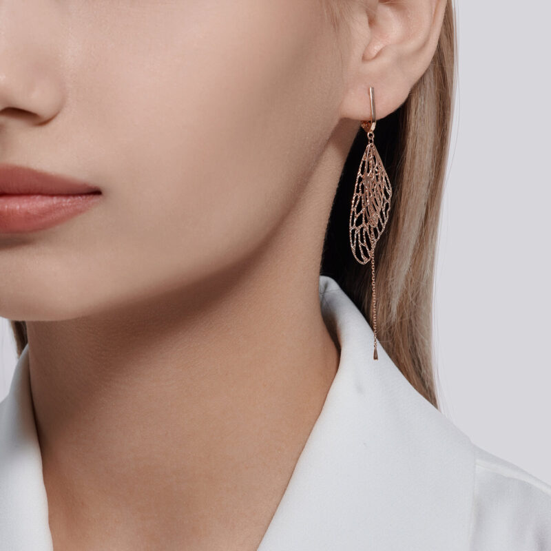 Gold Filigree Wing Earrings - Image 3