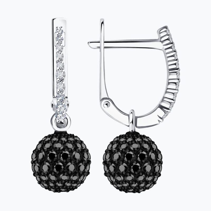 The Eclipse Asymmetrical Black Diamond Earrings - Image 2