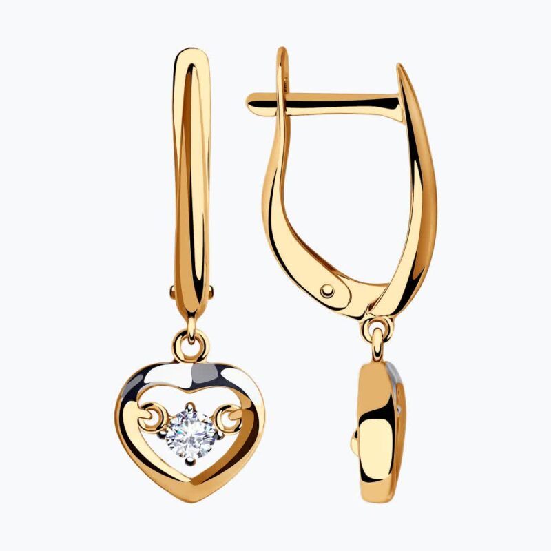 Double Heart Gold Earring - Image 2