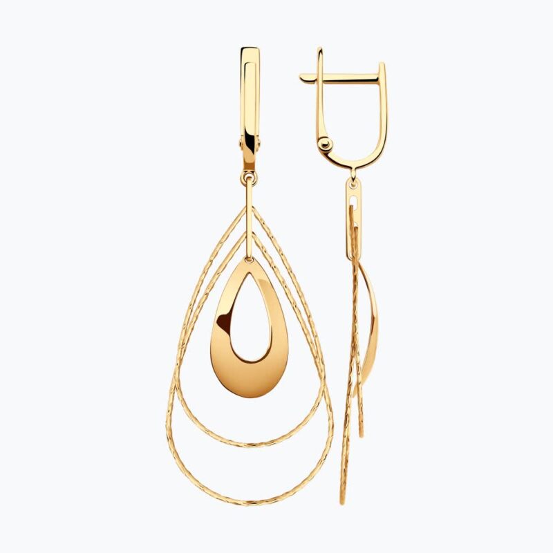 Triple-Layer Gold Teardrop Earrings - Image 2