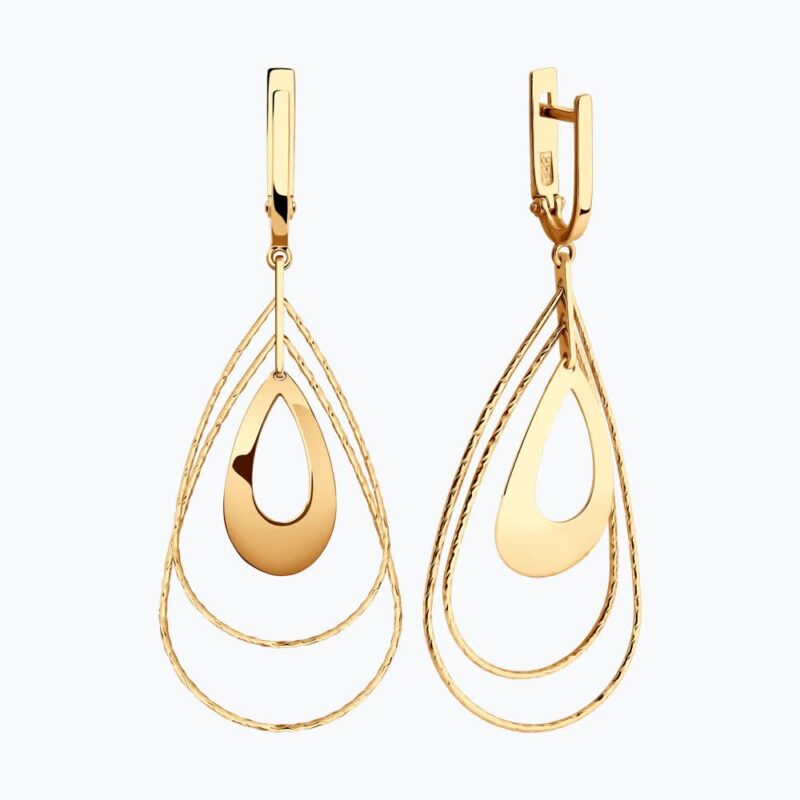 Triple-Layer Gold Teardrop Earrings