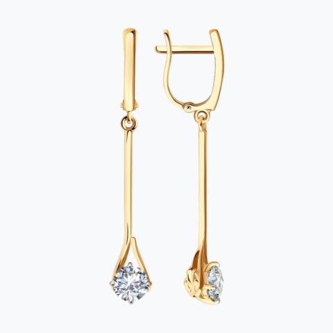 The Linear Sparkle Gold Drop Earrings