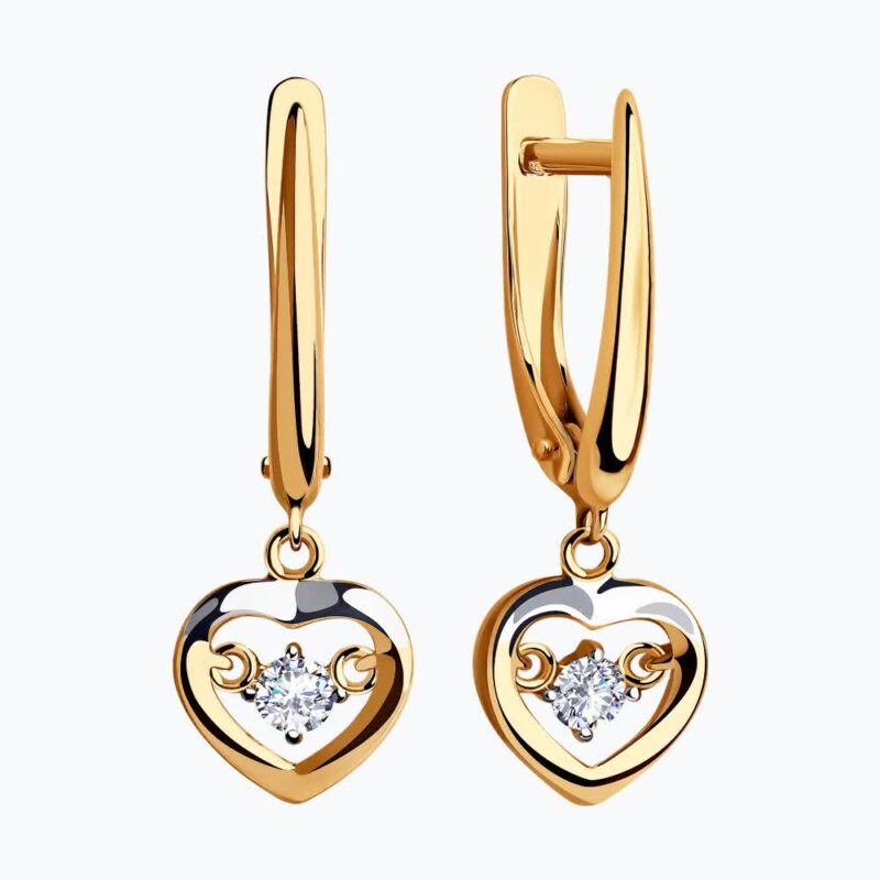 Double Heart Gold Earring