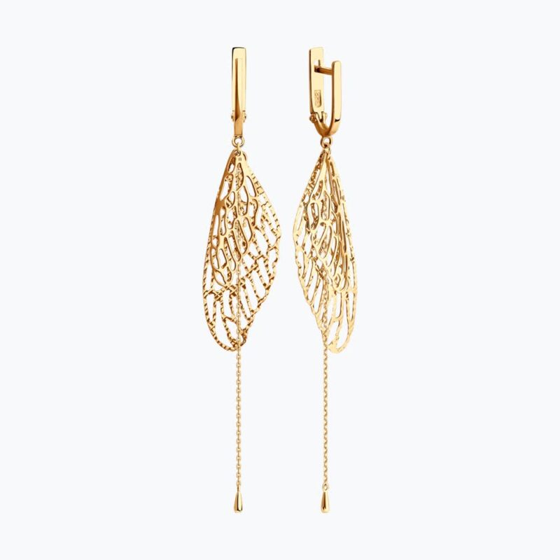 Gold Filigree Wing Earrings - Image 2