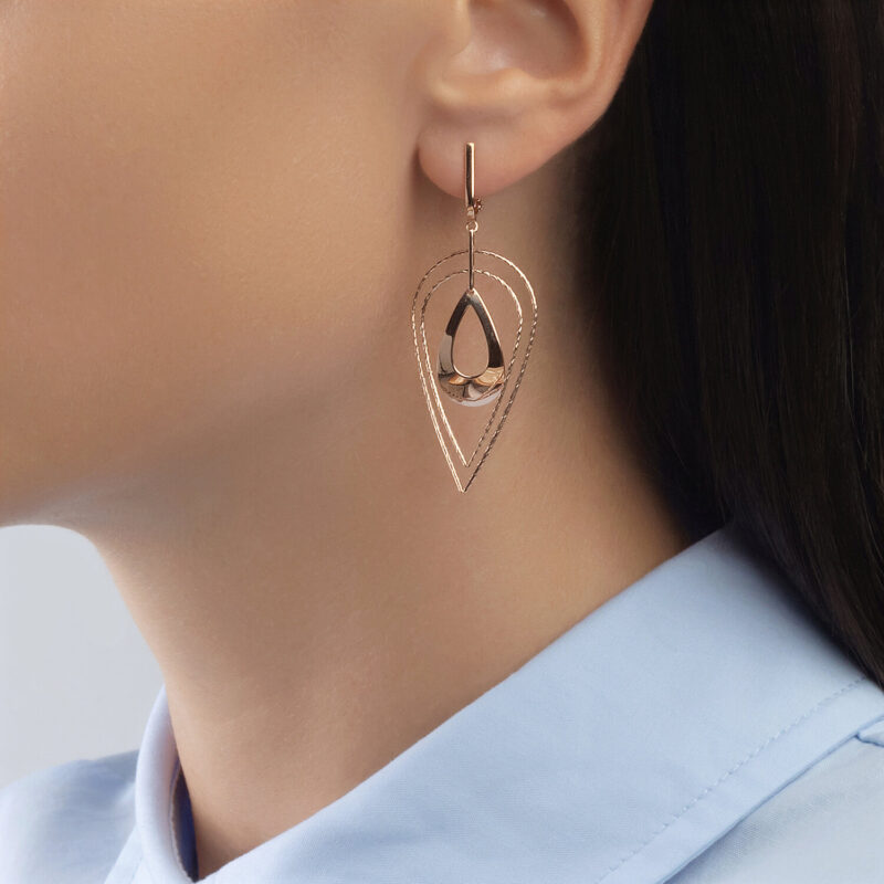 Triple-Layer Gold Teardrop Earrings - Image 3