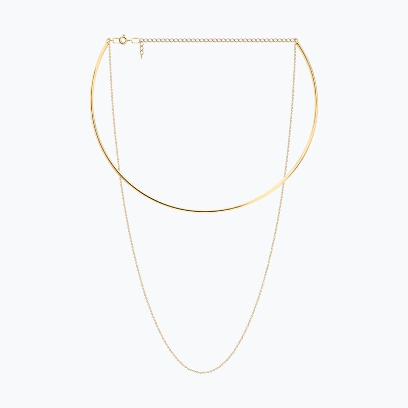 The Aura Modern Arc & Drape Gold Necklace