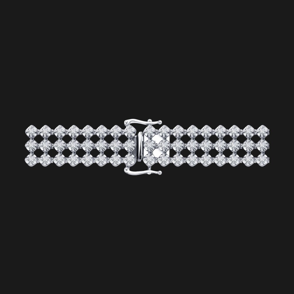 Triple Row Diamond Tennis Bracelet - Image 3