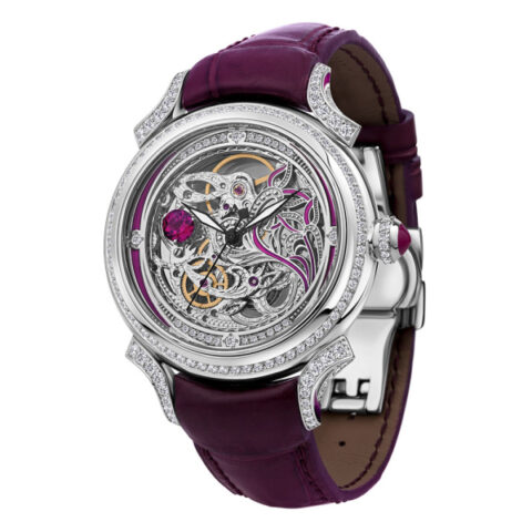 NIKA Exclusive Rhodolite Diamond Skeleton Watch